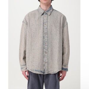Acne Studios Setar Oversized Monogram Logo-Jacquard Denim Jeans Shirt Jacket Men